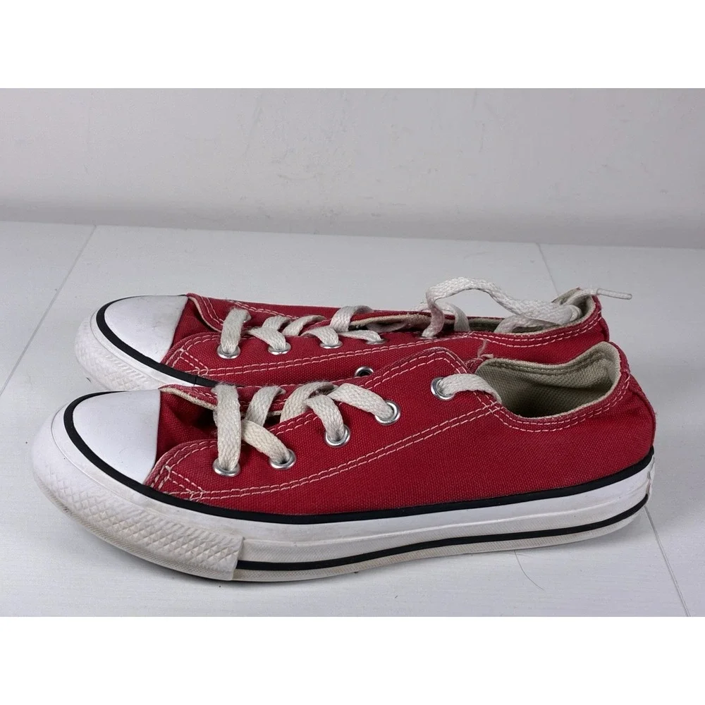 Size 1 Child Converse All Star Low Red Canvas Shoes Chuck Taylor